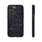 Gothic Raven Phone Case: Dark Purple Floral Library Design