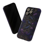 Gothic Raven Phone Case: Dark Purple Floral Library Design
