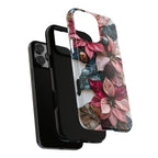 Boho Poinsettia Christmas Phone Case: Metallic Accents, Festive Holiday Cover