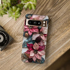 Boho Poinsettia Christmas Phone Case: Metallic Accents, Festive Holiday Cover