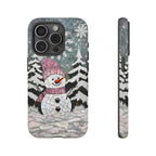 Snowman Phone Case: Winter Faux Stained Glass iPhone Galaxy Pixel