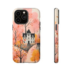 Autumn Forest House Phone Case – Pastel Orange Fall Aesthetic, Cozy Woodland Autumn Phone Cover, Cute iPhone Galaxy Pixel Case