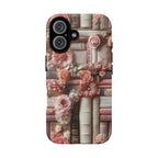 Bookish Phone Case: Pink Floral Bookshelf, Boho Library Cover