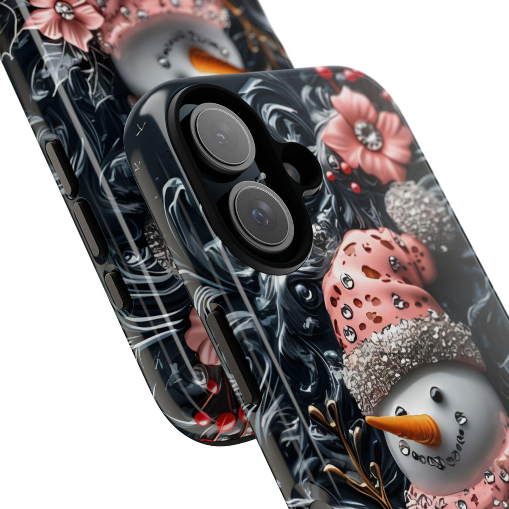Christmas Snowman Phone Case: Bling Pastel Winter iPhone & Samsung