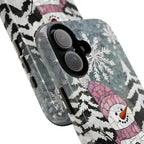 Snowman Phone Case: Winter Faux Stained Glass iPhone Galaxy Pixel