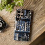 Blue Christmas Bookshelf Phone Case: Winter Book Lover Gift Book Lovers, iPhone Galaxy, Pixel