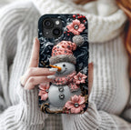 Christmas Snowman Phone Case: Bling Pastel Winter iPhone & Samsung