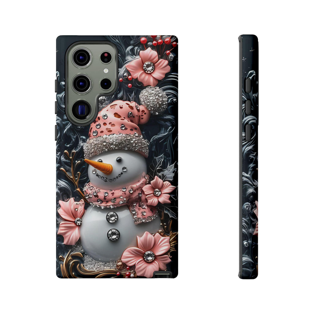 Christmas Snowman Phone Case: Bling Pastel Winter iPhone & Samsung