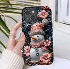 Christmas Snowman Phone Case: Bling Pastel Winter iPhone & Samsung