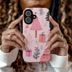 Pink Christmas Tree Phone Case: Chic Holiday Design, iPhone, Galaxy,