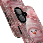 Pink Snowman Phone Case: Girly Christmas Glam Design