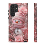 Pink Snowman Phone Case: Girly Christmas Glam Design
