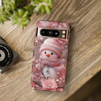Pink Snowman Phone Case: Girly Christmas Glam Design
