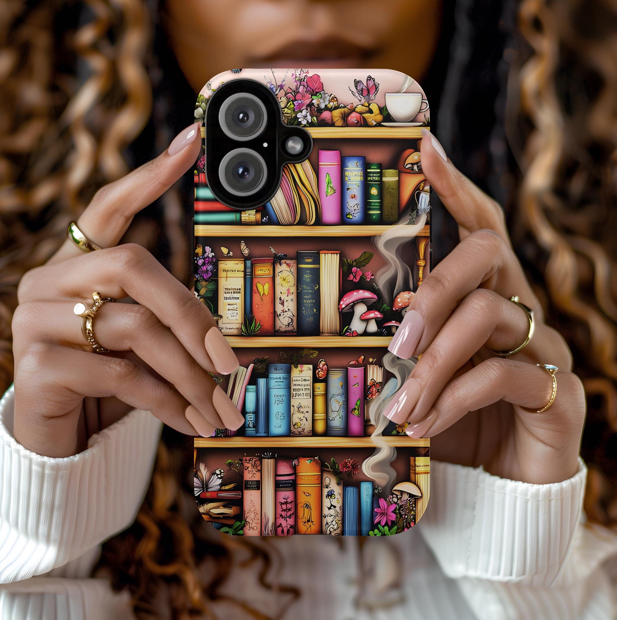 Bookish Phone Case: Fairy Garden Bookshelf Design