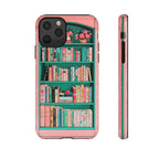 Book Bookshelf pink phone case, Unique Aesthetic Gift for Book Lovers, Boho phone case, Cute Gift for Her, iPhone 16, Galaxy, Pixel 9 case.