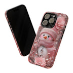 Pink Snowman Phone Case: Girly Christmas Glam Design