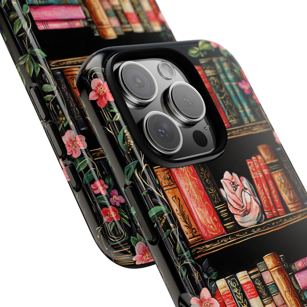 Floral Bookshelf Phone Case: Vintage Bookish Boho Reader Gift, Literary cover, iPhone, Galaxy, Pixel