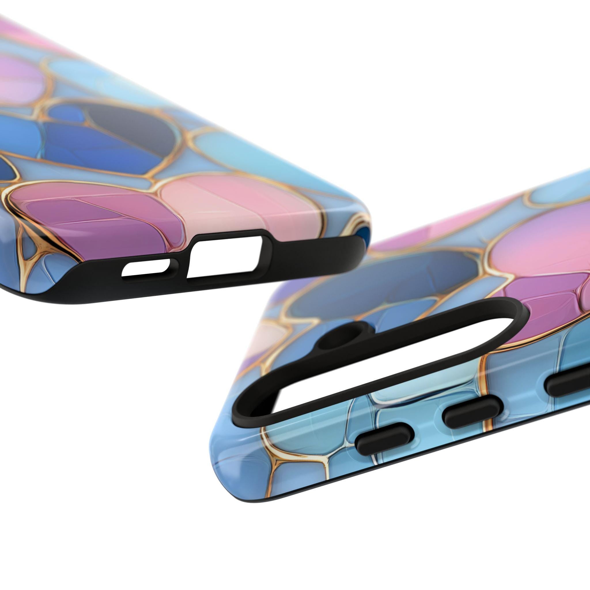 Faux Stained Glass Hearts Phone Case: Valentine's Day Collage, mosaic Cover, iPhone Galaxy, Pixel