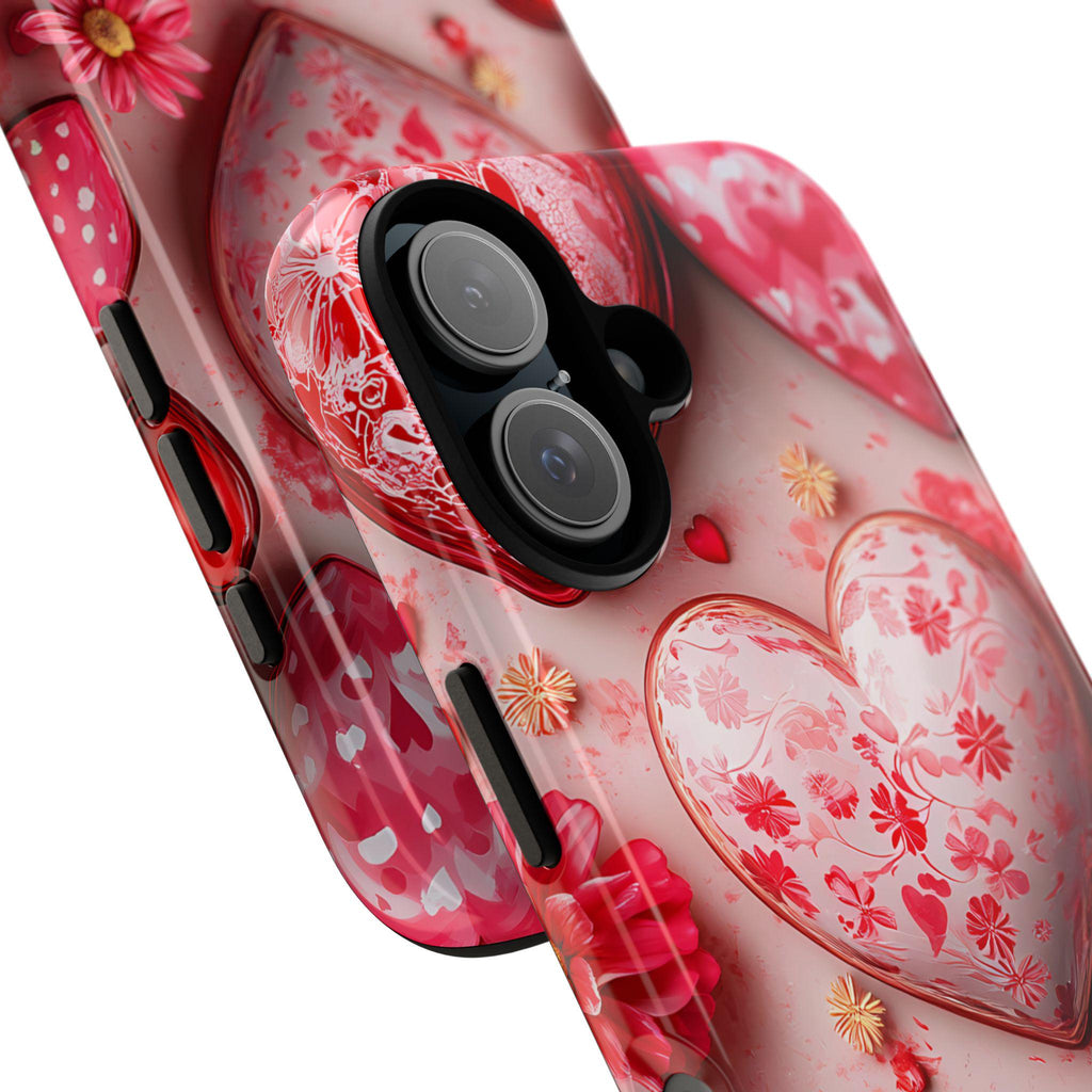 3D Hearts Phone Case: Preppy Valentine's Day Collage iPhone Galaxy Pixel