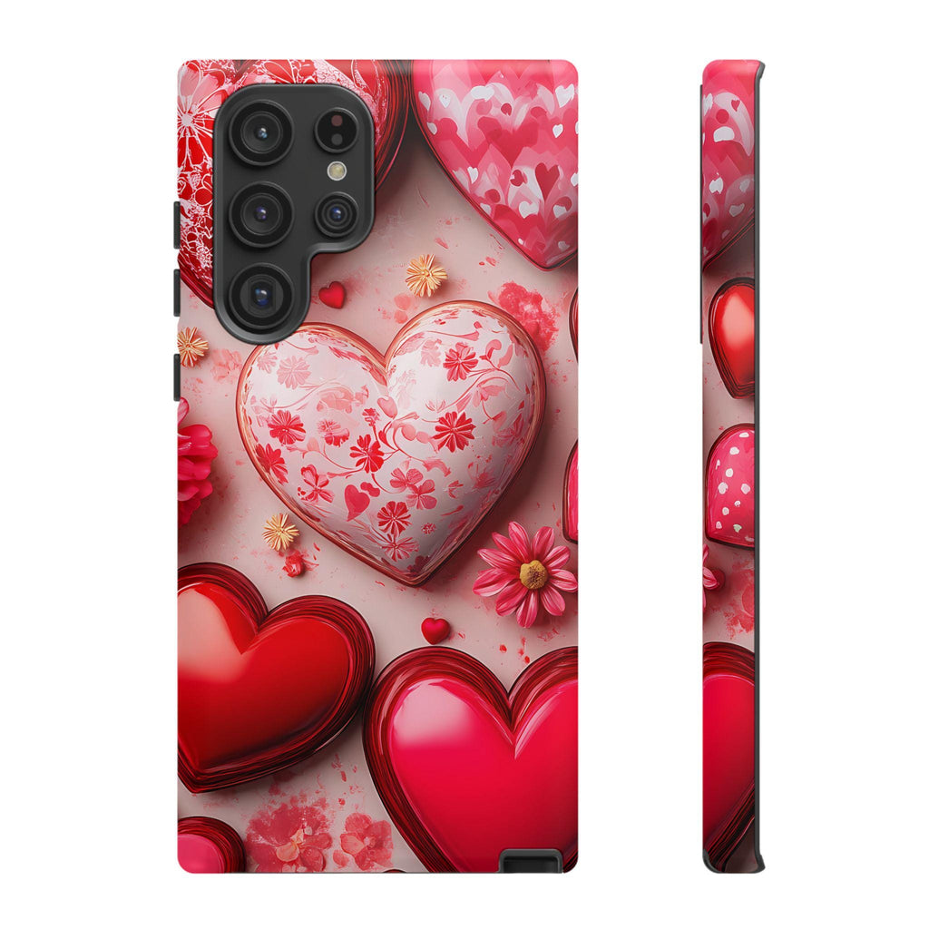 3D Hearts Phone Case: Preppy Valentine's Day Collage iPhone Galaxy Pixel