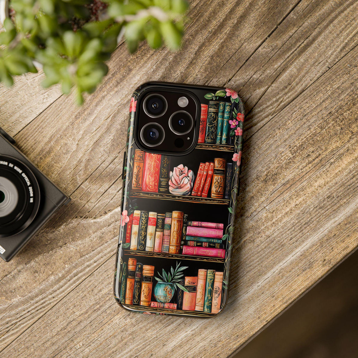 Floral Bookshelf Phone Case: Vintage Bookish Boho Reader Gift, Literary cover, iPhone, Galaxy, Pixel