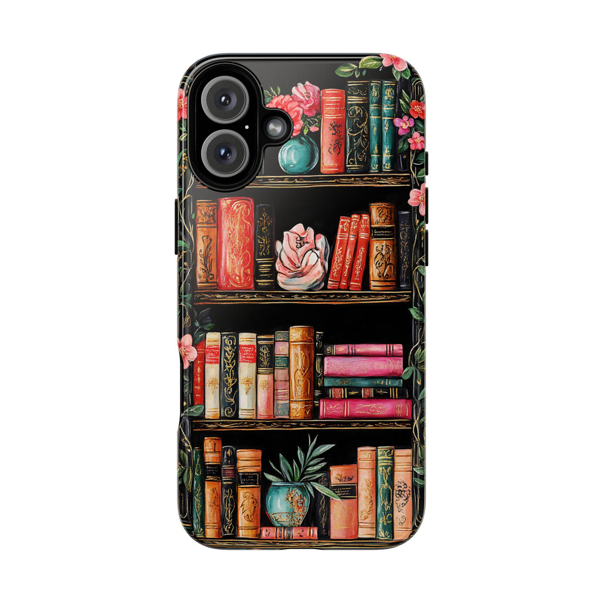 Floral Bookshelf Phone Case: Vintage Bookish Boho Reader Gift, Literary cover, iPhone, Galaxy, Pixel