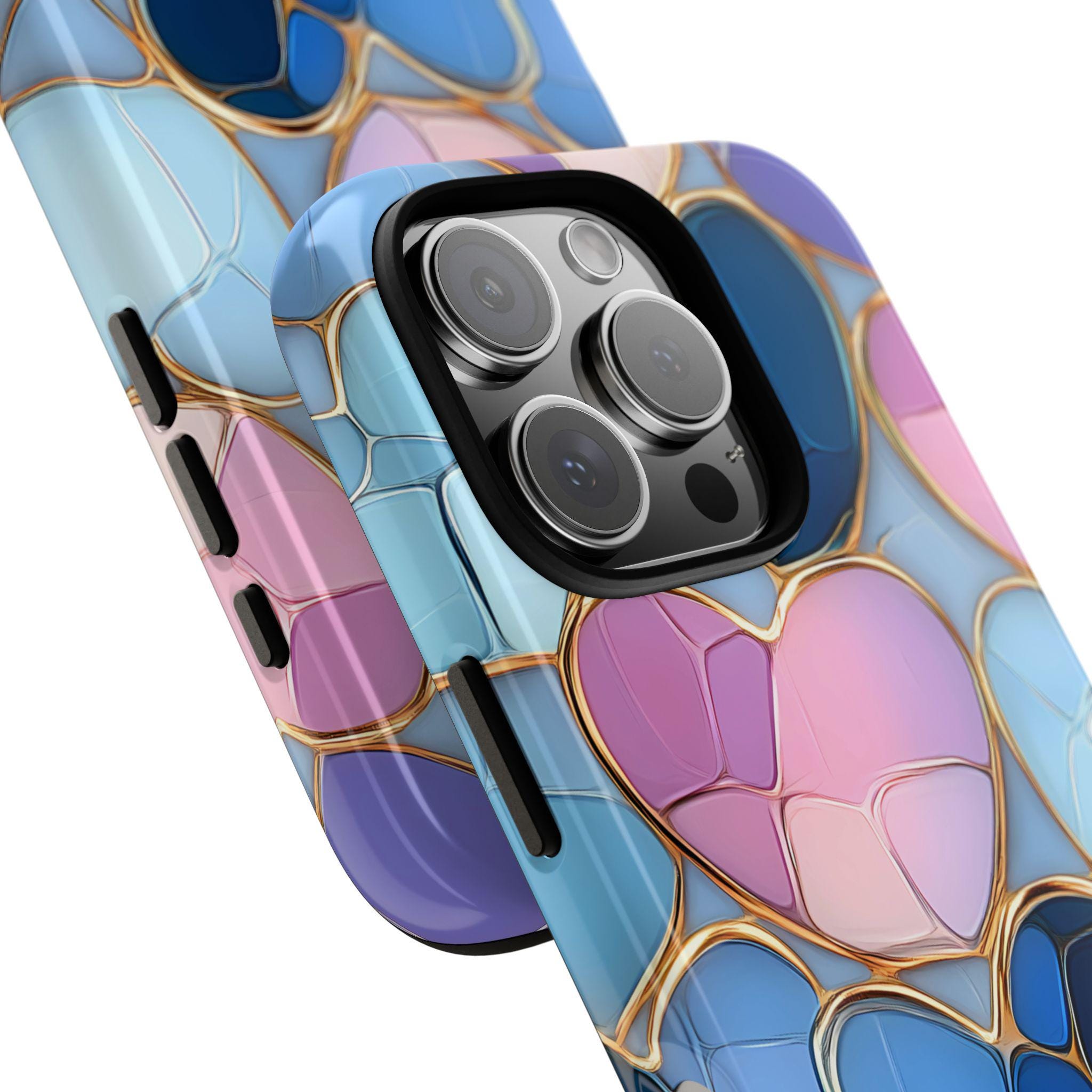 Faux Stained Glass Hearts Phone Case: Valentine's Day Collage, mosaic Cover, iPhone Galaxy, Pixel