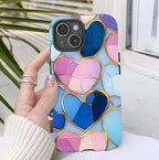 Faux Stained Glass Hearts Phone Case: Valentine's Day Collage, mosaic Cover, iPhone Galaxy, Pixel