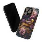 Gothic Floral Bookshelf Phone Case: Faux Stained Glass Design  n iPhone Galaxy Pixel