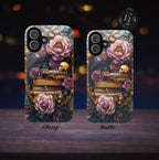 Gothic Floral Bookshelf Phone Case: Faux Stained Glass Design  n iPhone Galaxy Pixel