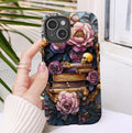 Gothic Floral Bookshelf Phone Case: Faux Stained Glass Design  n iPhone Galaxy Pixel