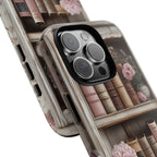Bookish Pink Bookshelf Phone Case: Coquette Book Lover Gift