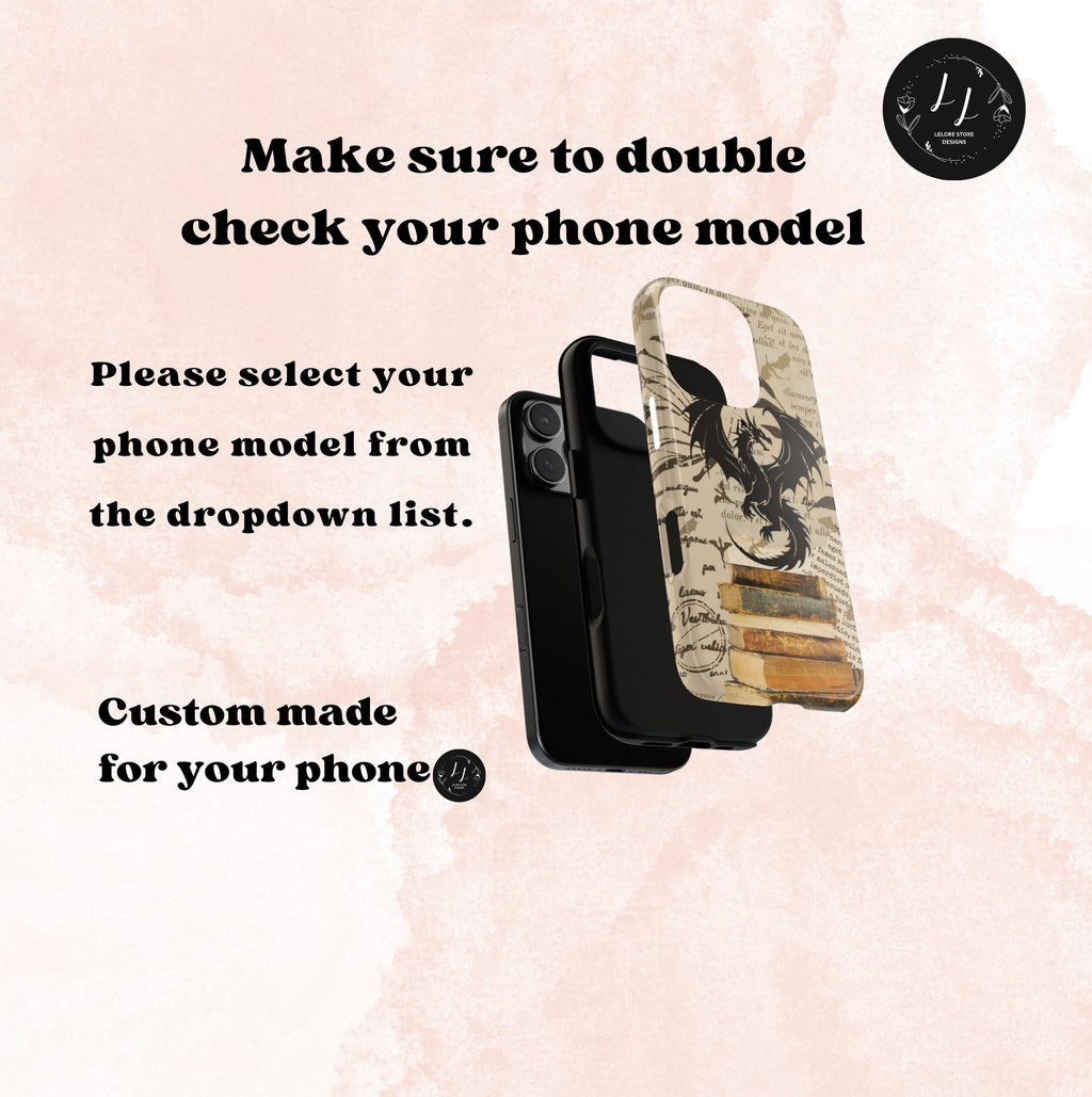 Vintage Dragon Bookish Phone Case: Fantasy Literary Design