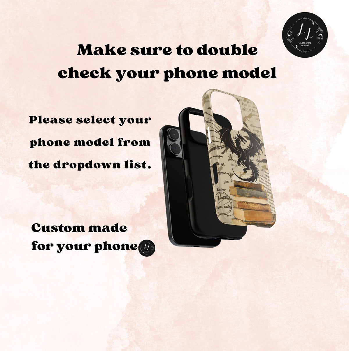 Vintage Dragon Bookish Phone Case: Fantasy Literary Design