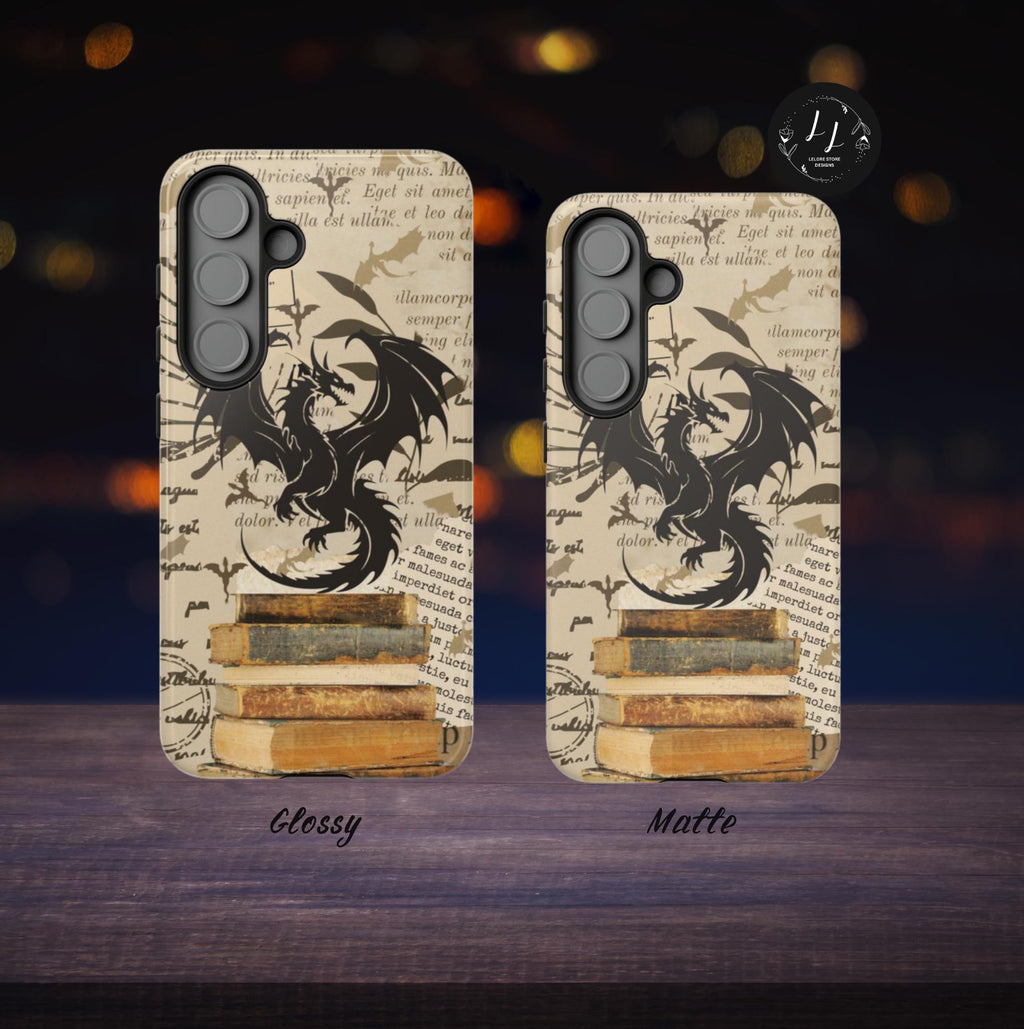 Vintage Dragon Bookish Phone Case: Fantasy Literary Design