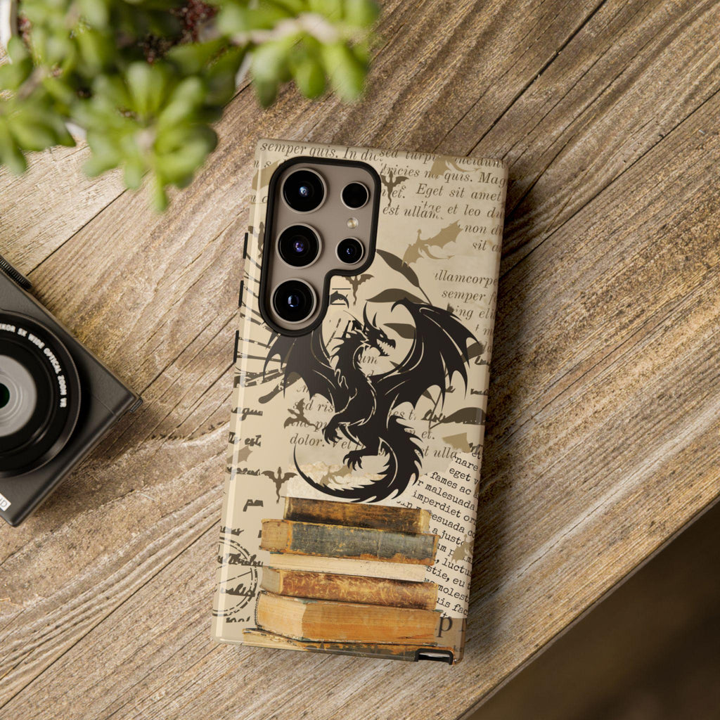 Vintage Dragon Bookish Phone Case: Fantasy Literary Design