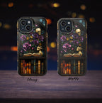 Gothic Floral Bookshelf iPhone Case: Faux Stained Glass, Magnetic Tough Case