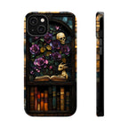 Gothic Floral Bookshelf iPhone Case: Faux Stained Glass, Magnetic Tough Case