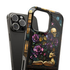 Gothic Floral Bookshelf iPhone Case: Faux Stained Glass, Magnetic Tough Case
