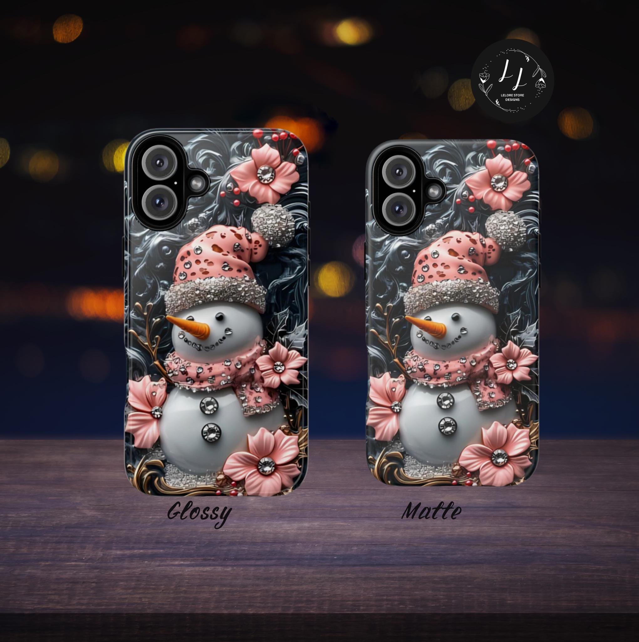 Christmas Snowman Phone Case: Bling Pastel Winter iPhone & Samsung