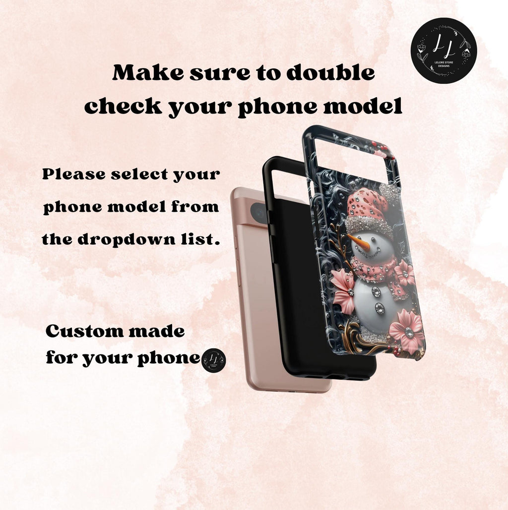 Christmas Snowman Phone Case: Bling Pastel Winter iPhone & Samsung