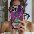Celestial Witch Cauldron Phone Case: Floral Halloween Design