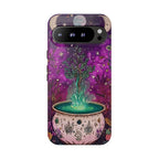 Celestial Witch Cauldron Phone Case: Floral Halloween Design