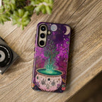 Celestial Witch Cauldron Phone Case: Floral Halloween Design