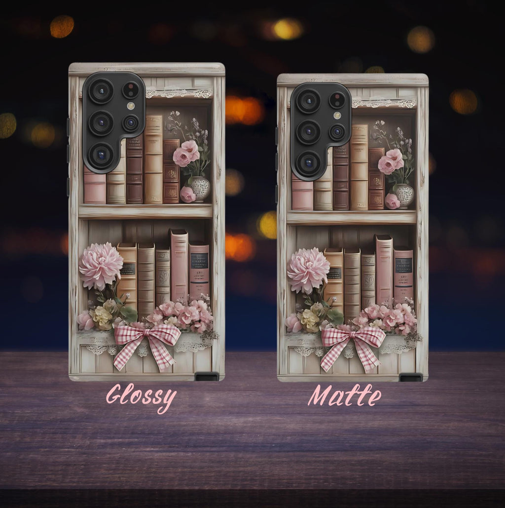 Bookish Pink Bookshelf Phone Case: Coquette Book Lover Gift