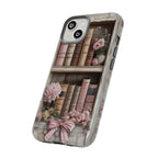 Bookish Pink Bookshelf Phone Case: Coquette Book Lover Gift