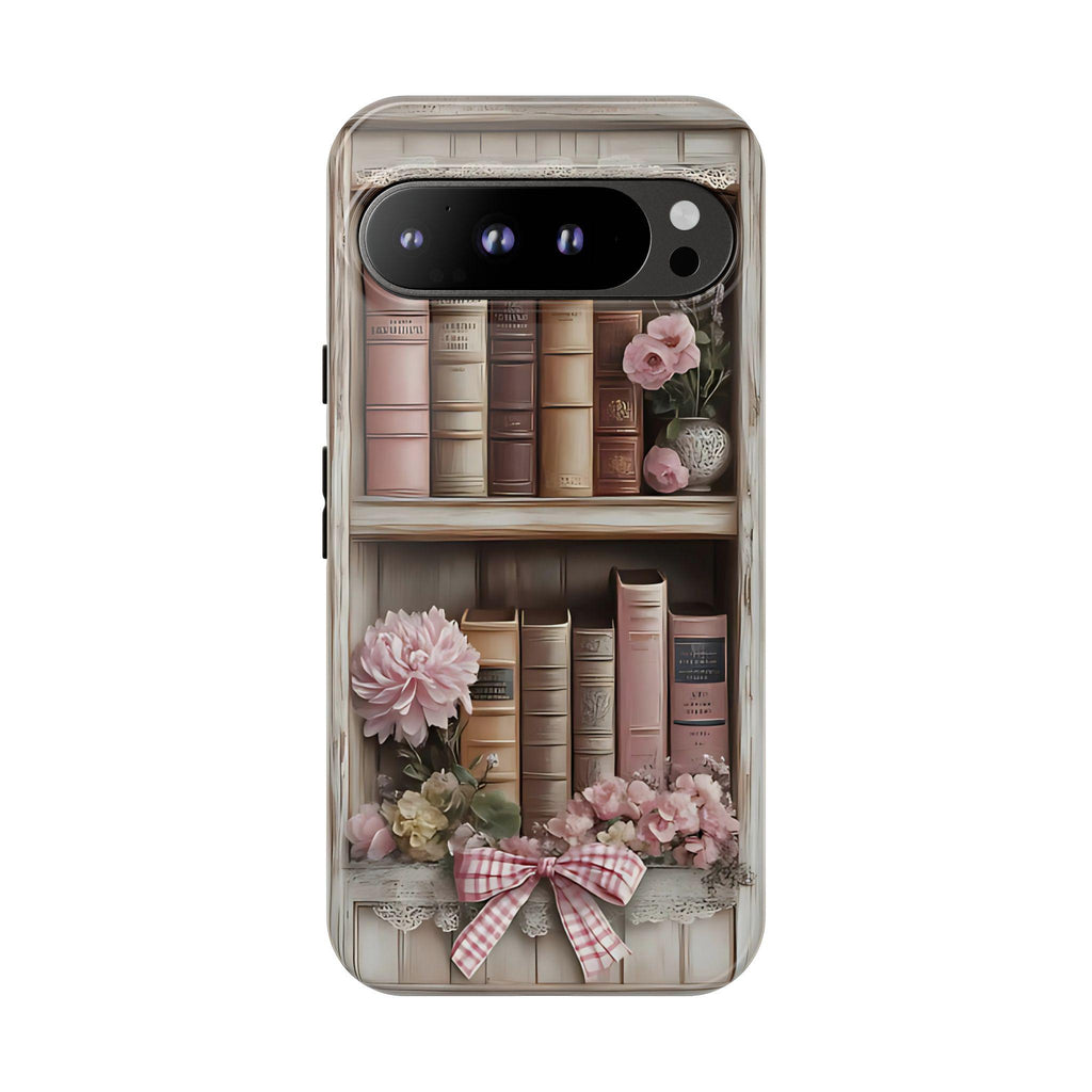 Bookish Pink Bookshelf Phone Case: Coquette Book Lover Gift