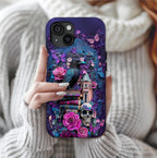 Gothic Raven Bookshelf Phone Case: Dark Academia Witch Floral