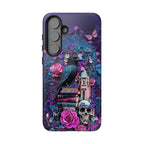 Gothic Raven Bookshelf Phone Case: Dark Academia Witch Floral