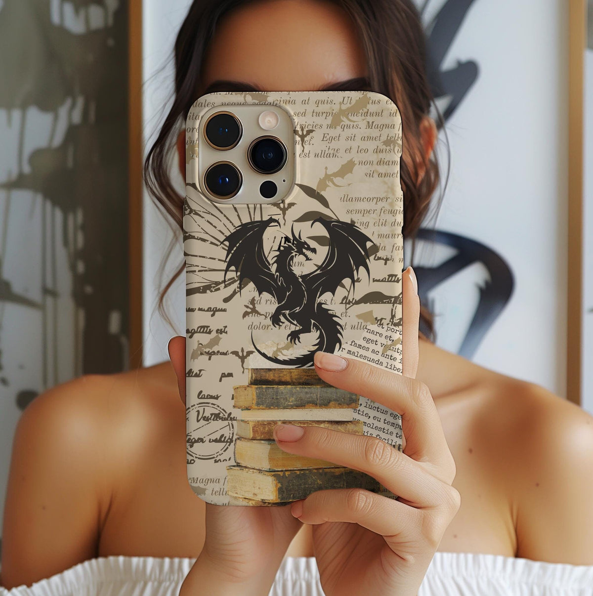 Vintage Dragon Bookish Phone Case: Fantasy Literary Design